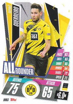 Raphael Guerreiro Borussia Dortmund 2020/21 Topps Match Attax CL All Rounder #DOR03